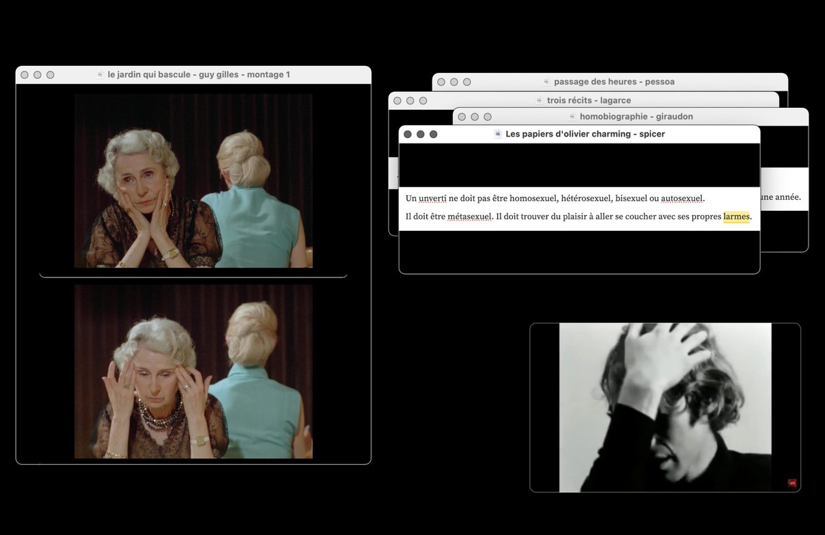 Table de travail : des plans de film et un passage des Papiers d’Olivier Charming de Jack Spicer.